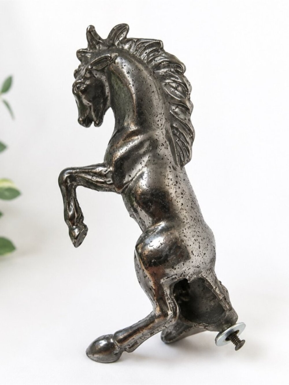 Vintage Silver-Tone Rearing Horse Figurine Statue – Rustic Equestrian Decor